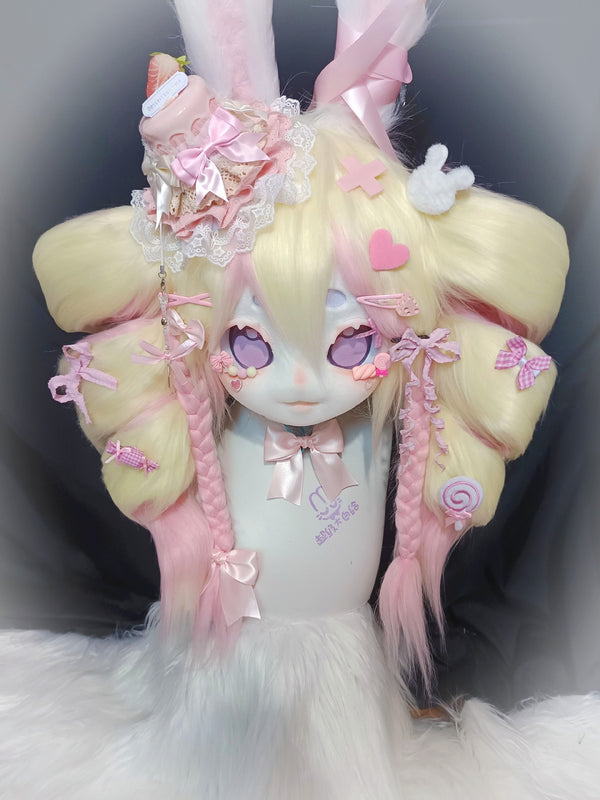 [Bunny] Pink and yellow candy bunny kig fursuits stock