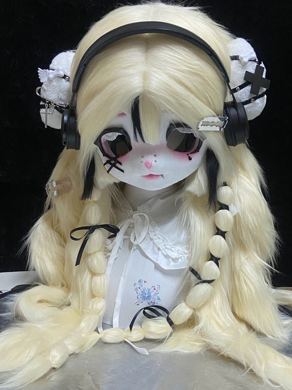 [Bunny] Blonde bunny with headphones kig fursuits stock