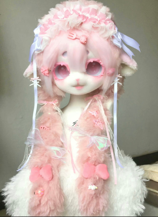 [Lamb] Pink twin ponytails Lamb kig fursuits stock