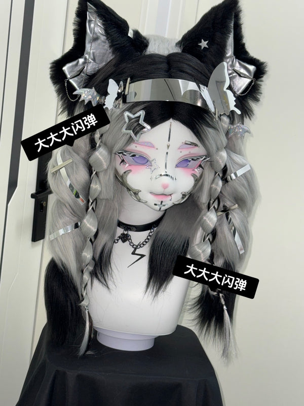 [Kitten] Black y2k cyberpunk kitten kig fursuits stock