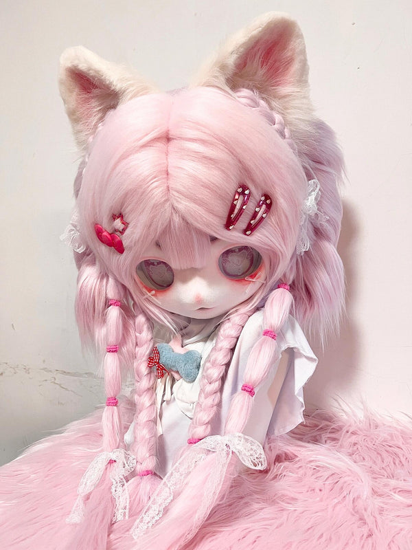 [Kitten] Twin ponytail pink  kitten kig fursuits stock