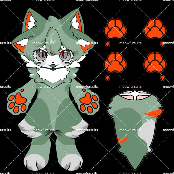 [Pre-sale adoption] - Halloween four-eared green kitten Kemono Fursuit