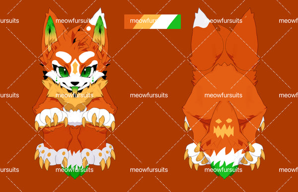 [Pre-sale adoption] - Halloween Pumpkin Wolf Kemono Fursuit