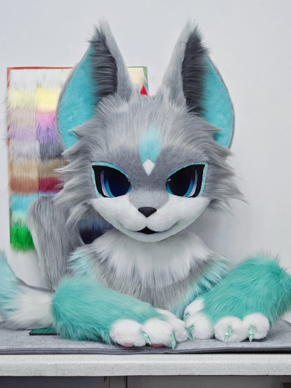 [Fox] Green gray fox Kemono Fursuits Stock（gift paws+tail）