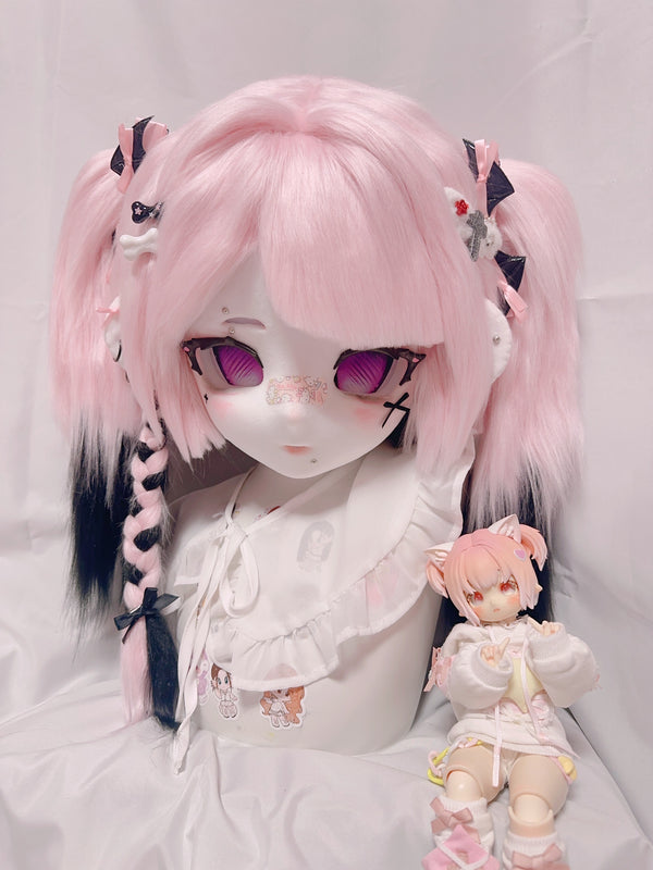 [Human] Double ponytail black pink little girl Kig Fursuits Stock