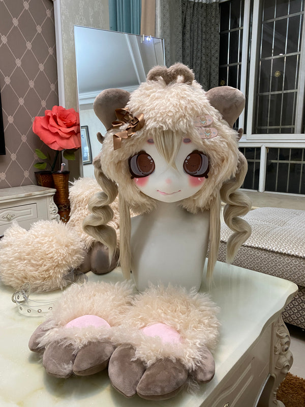 [Lamb] Brown lamb full set kig Fursuits Stock（gift tail+handpaws+feet paws）