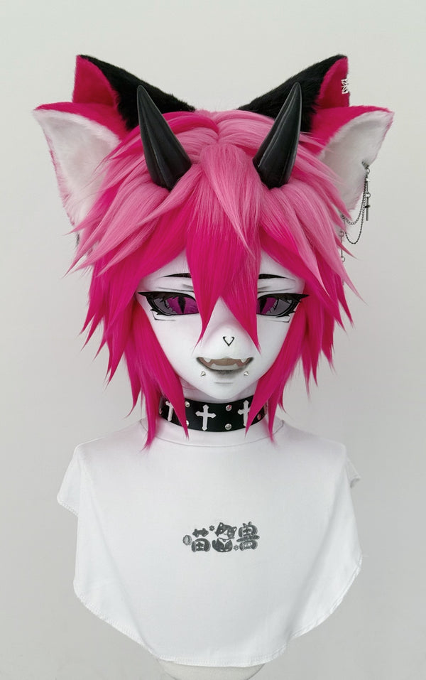 [Fox] Black Pink Four-eared Little Devil kig fursuits stock