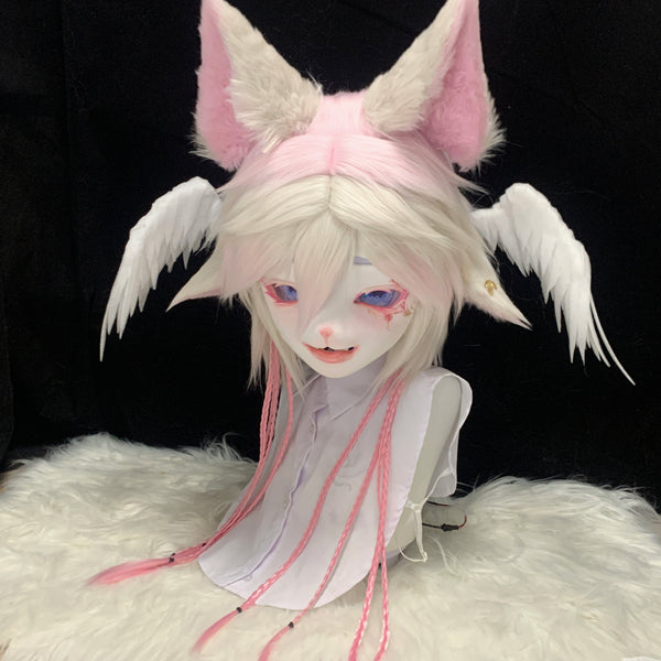 [Fox] Pink and white angel wings little fox Kig Fursuits Stock