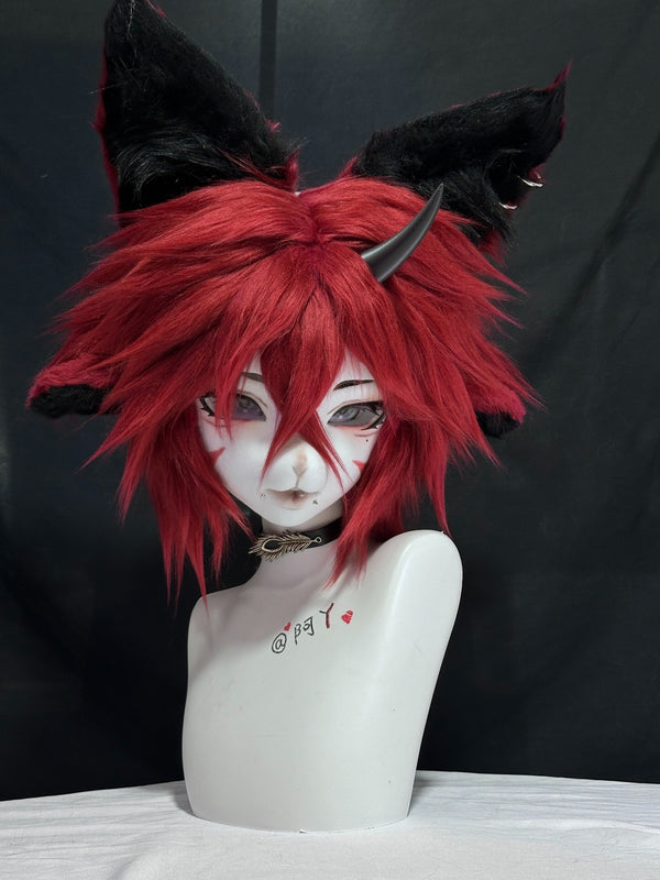 [Fox] Black and red devil wolf kig fursuits stock