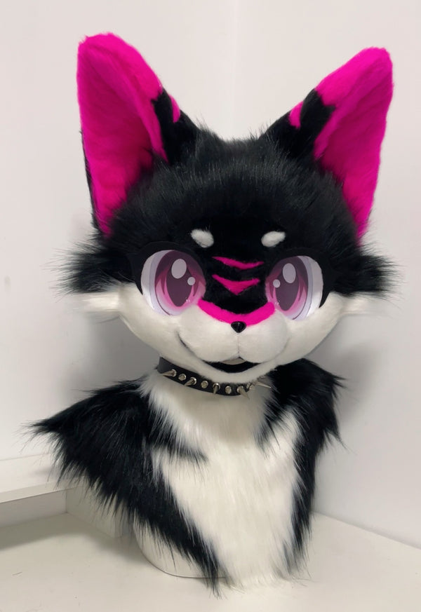 [Fox] Rose pink and black handsome little fox Kemono Fursuits Stock