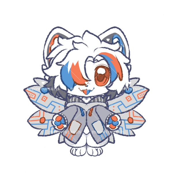 [Pre-sale adoption] - Blue-orange one-eyed moth Kemono Fursuit Head