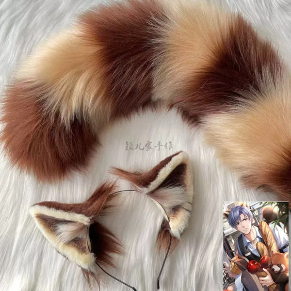 Animal ear headdress red panda ears cos tail