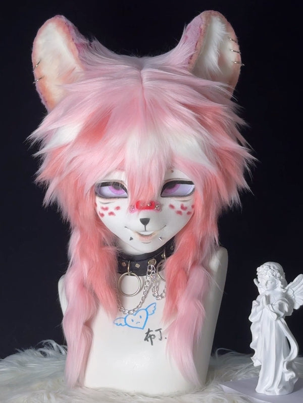 [leopard] Pink short hair leopard kig fursuits stock