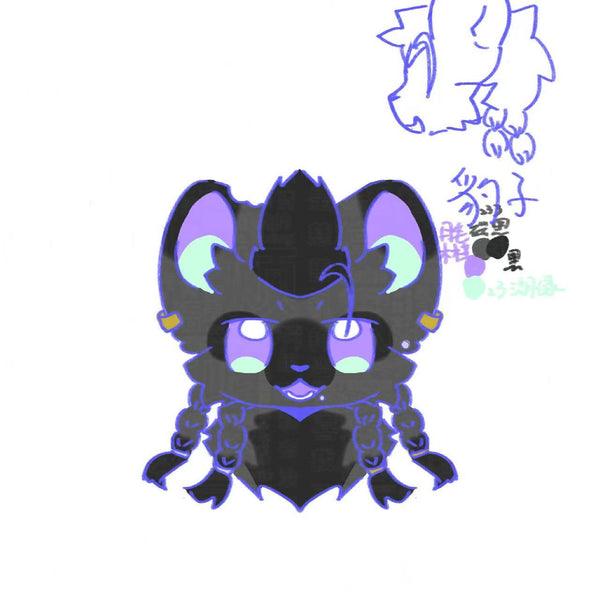 [Waiting for Adoption] - Black and purple leopard Kemono Fursuit Head