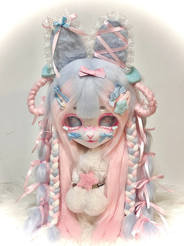 [Kitten] Pink Blue Lace Kitten Kig Fursuits Stock