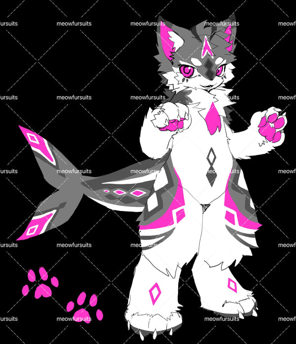 [Pre-sale adoption] -Black pink fish Kemono Fursuit Head