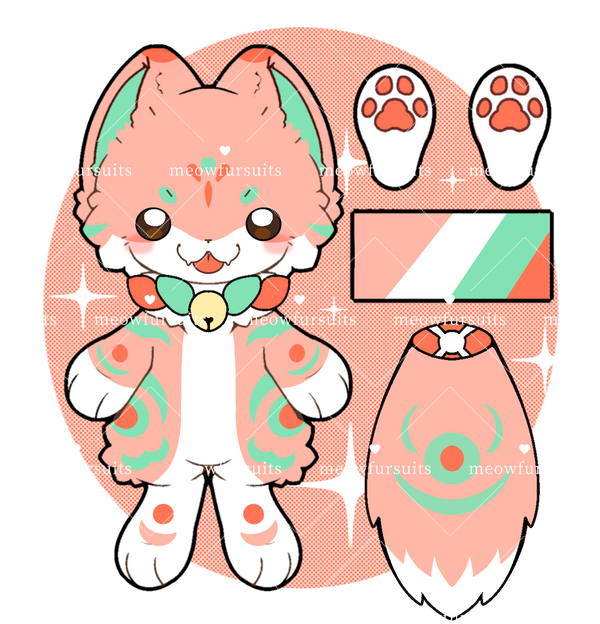 [Pre-sale adoption] - Pink pattern long-tail cat Kemono Fursuit Head