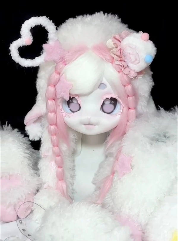 [Lamb] Pink Cute Lamb full set Kig Fursuits Stock(includes head+hand paws+feet paws+tail)