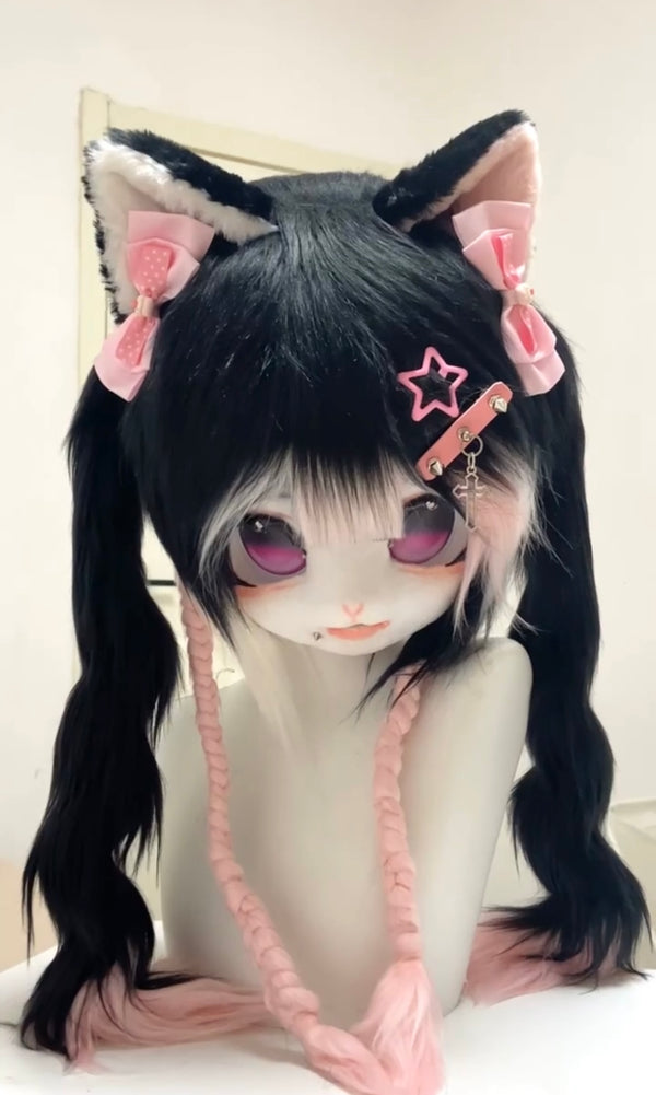 [Kitten] Sweet cool style black powder kitten kig fursuits stock