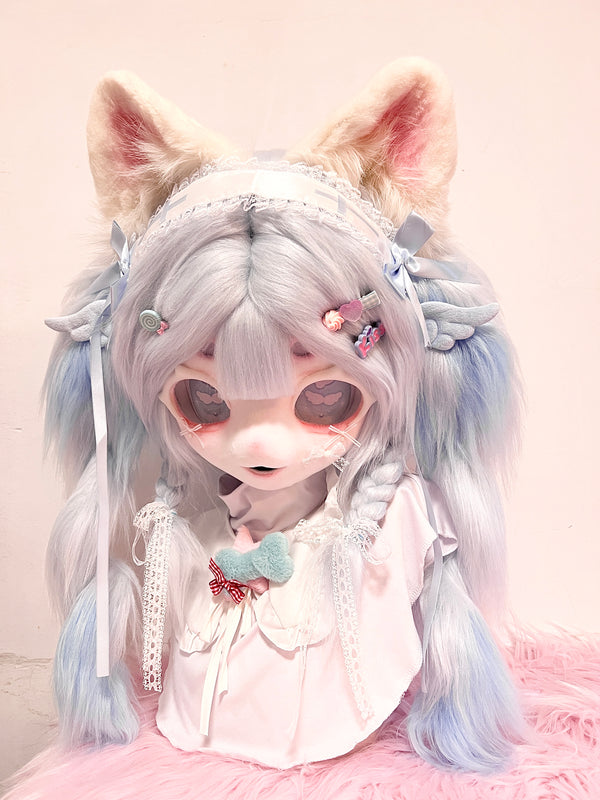 [Kitten] Twin ponytail blue kitten kig fursuits stock