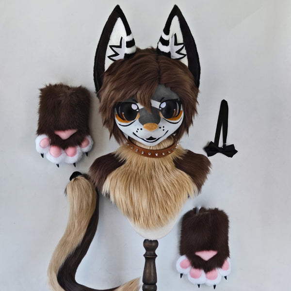 [Wolf] Big Eyes Spray Painted Wolf Kemono Fursuits Stock（gift tails& handpaws+necklace）