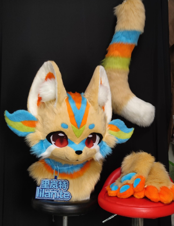 Contrasting Colors Kitten Kemono Head Fursuit (Gift Handpaws+Tail)