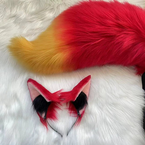 Red fox ears and tail cosplay