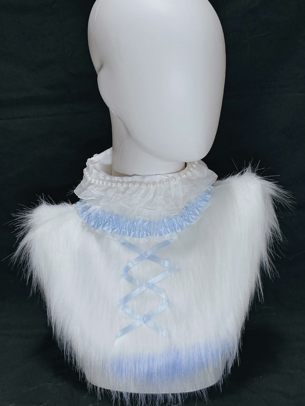 Blue pearl Furry K-series fur collar, neck collar, neck fur