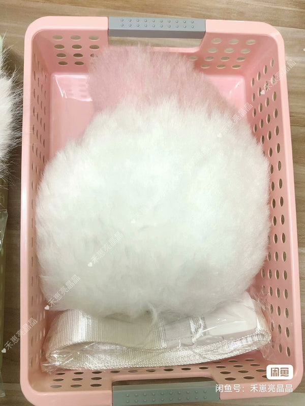 White Pink bunny tail dog tail