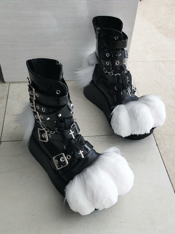 Black and white outdoor animal foot shoes