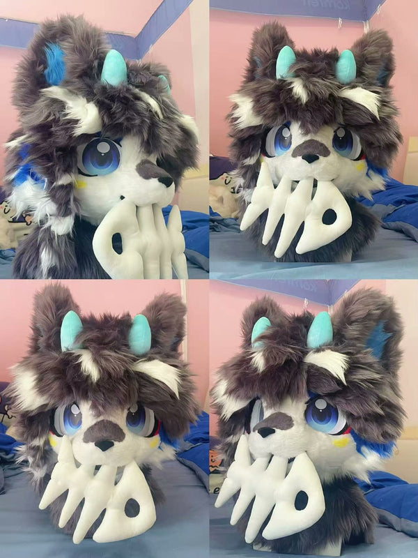 Furry plush fish bone