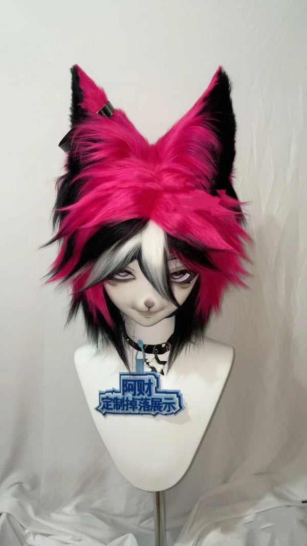 [Fox] Black Pink Fox Kig Fursuits Stock