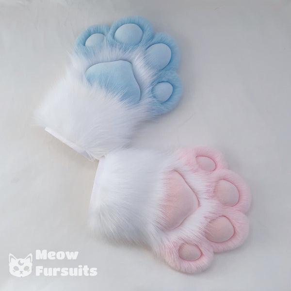 Pink and blue handmade fursuit and claws customized furry