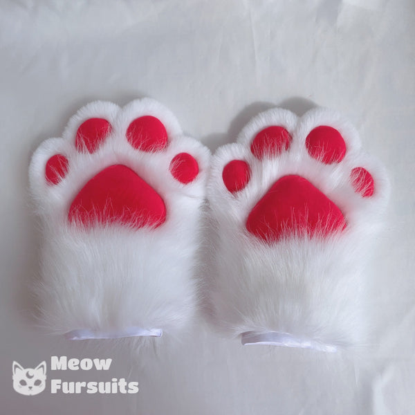 Fursuit Red and White Animal Claw Cat Claw Gloves