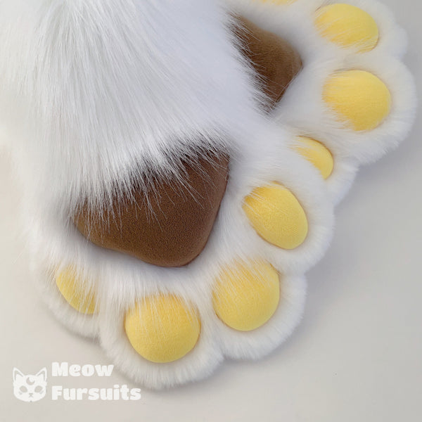 Yellow and brown color matching cute paw fursuit