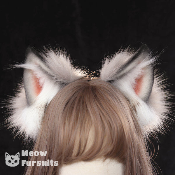 Handmade animal ear headband white wolf black wolf ear KC headdress