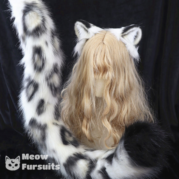 Handmade animal ear simulation original snow leopard ear and tail set