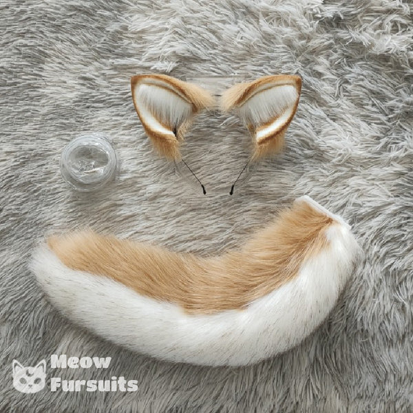 Hand-made cos simulation animal ears and tail Shiba Inu ears and tail