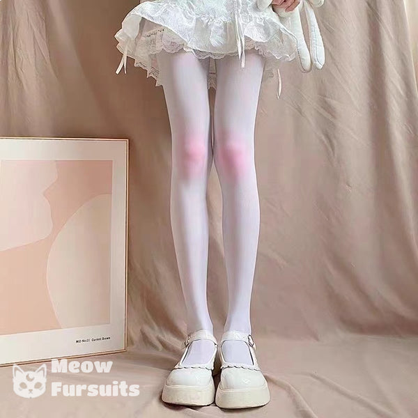 Cute Girl Blush White Stockings