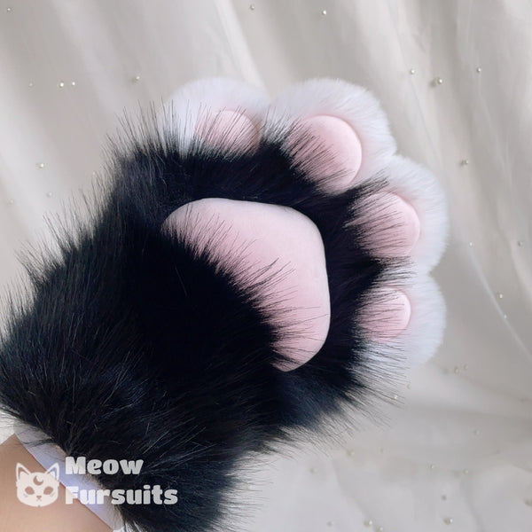 Handmade furry animal claw black cat claw gloves