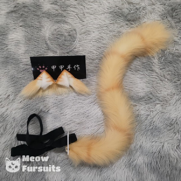 Hand-made simulated cosplay orange cat animal ears