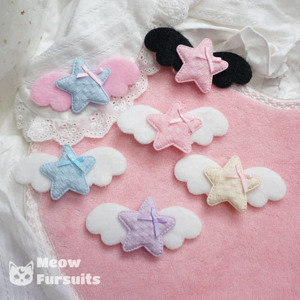 Original design cute angel wings star hair clip