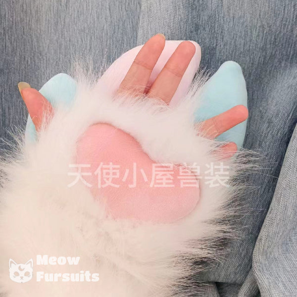 Cute pink and blue sheep hooves in fursuit