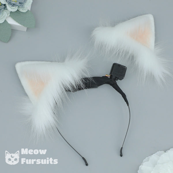 Fursuit automatic pure white tail cat ears