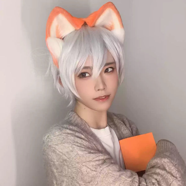 Orange cat ears simulation handmade animal ears