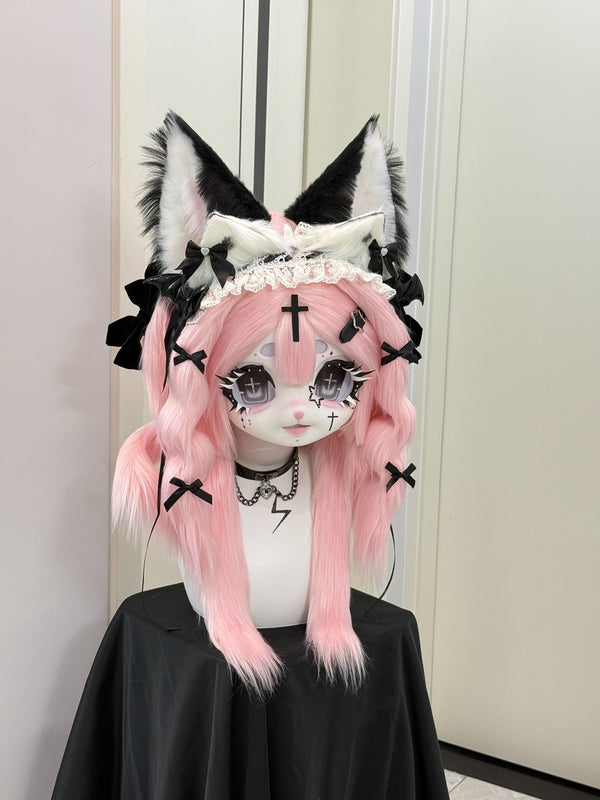 [Kitten] Black Pink Kitten Kig fursuits stock