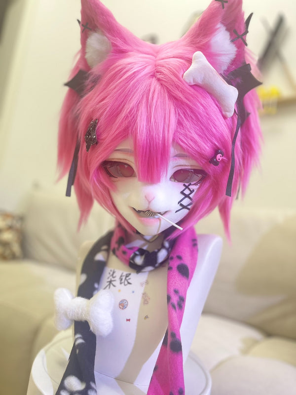 [Kitten] Interchangeable Hairstyles Y2K Kitten Kig Fursuits Stock (Gift Handpaws)