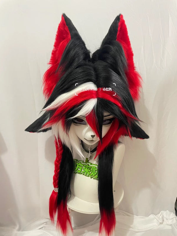 [Fox] Black Pink Fox Kig Fursuits Stock