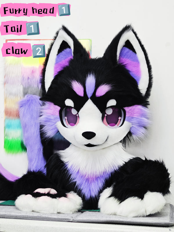 [Fox] Black Purple Fox Kemono Fursuits Stock（gift paws+tail）