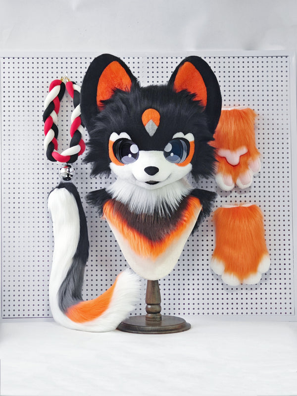 [Mouse] Black Orange Mouse Kemono Fursuits Stock (Gift Tail+Handpaws)